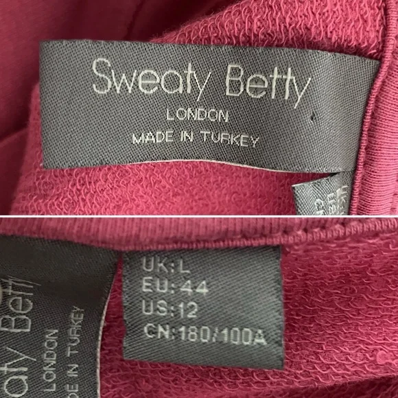 SWEATY BETTY Cropped Sweatshirt 12 Organic Cotton Athleisure Loungewear Gym Pink - Picture 6 of 12